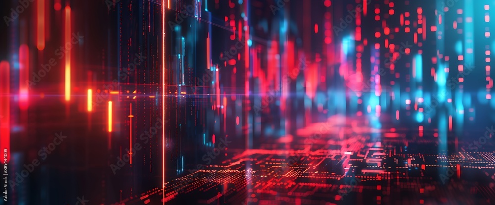 Dynamic stock market charts on a digital screen, portraying the unpredictable nature of market fluctuations. Dynamic stock market charts on a digital screen, portraying the unpredictable nature of market fluctuations.