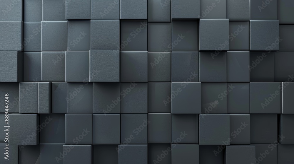 Wall texture with a 3D cube tile pattern on a futuristic, high tech, dark background. 3D rendering. Wall texture with a 3D cube tile pattern on a futuristic, high tech, dark background. 3D rendering.