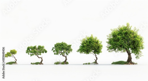 A series of trees growing from left to right, with each tree representing different stages in the growth cycle