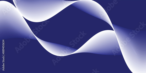 Smooth flow of wavy shape with gradient vector abstract background, dark blue design curve line energy motion, relaxing music sound or technology