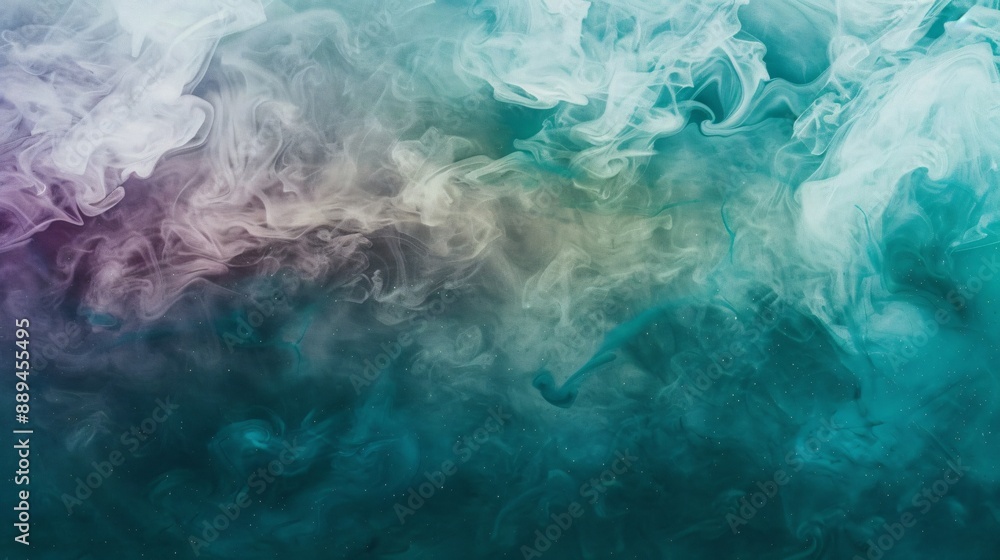 Abstract swirls of white and teal paint Abstract swirls of white and teal paint