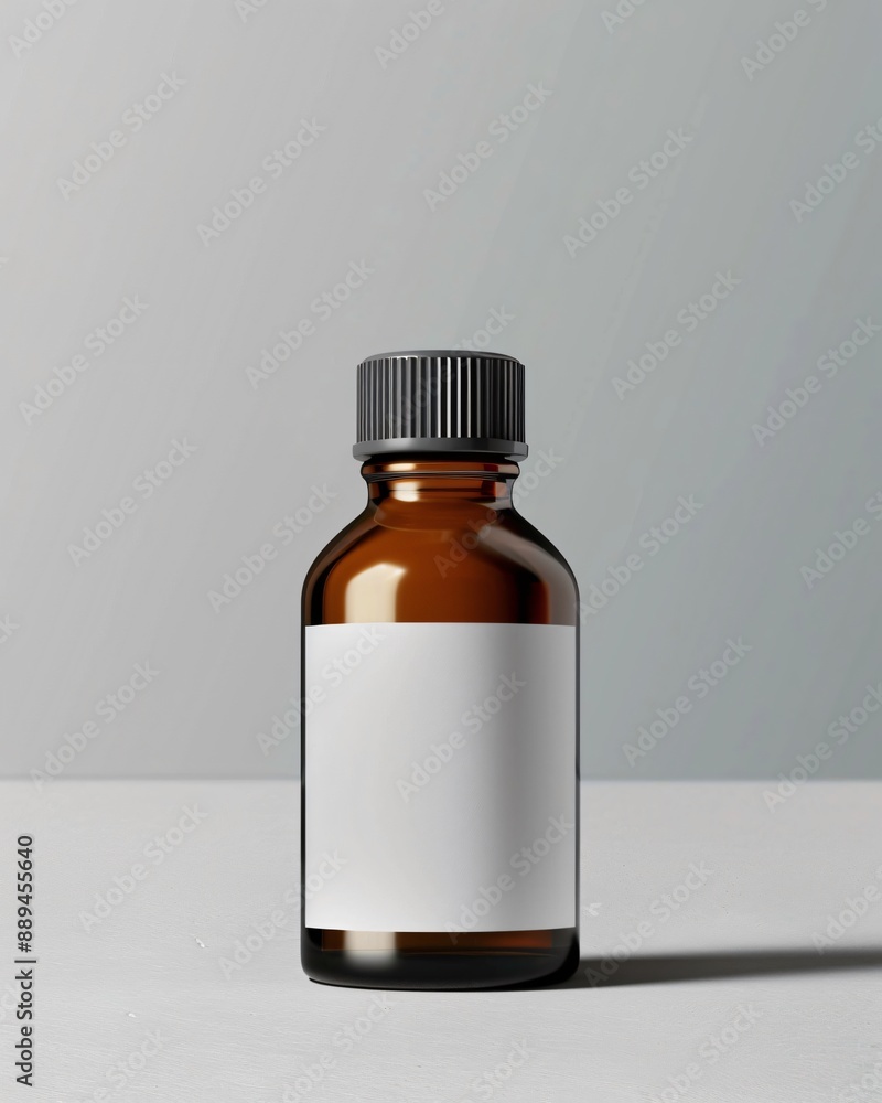 Brown glass bottle with blank label Brown glass bottle with blank label