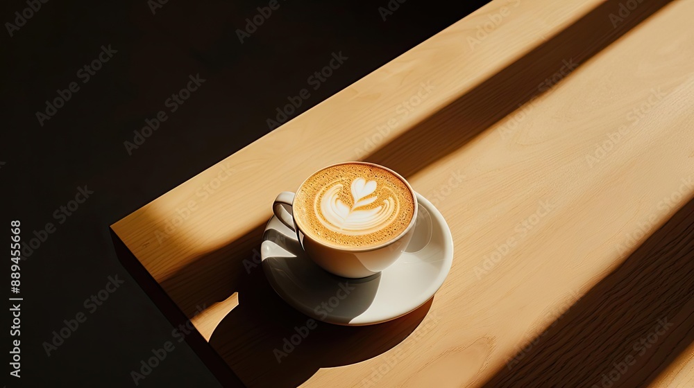 A beautifully crafted latte with intricate latte art sits on a wooden table, bathed in warm sunlight, creating a serene coffee moment. A beautifully crafted latte with intricate latte art sits on a wooden table, bathed in warm sunlight, creating a serene coffee moment.