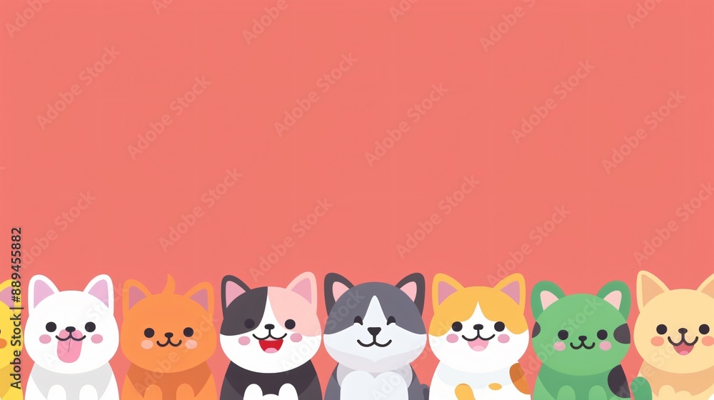Cartoon cats on a pink background Cartoon cats on a pink background