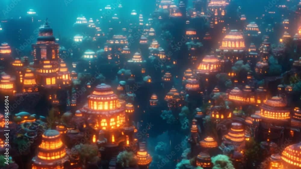 panorama under the sea with palaces and sea coral footage panorama under the sea with palaces and sea coral footage