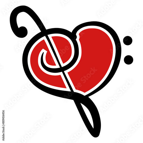 Music Bass Clef Heart I Love Note French Violin Treble Musical Instrument Sound Love Icon Symbol Design
