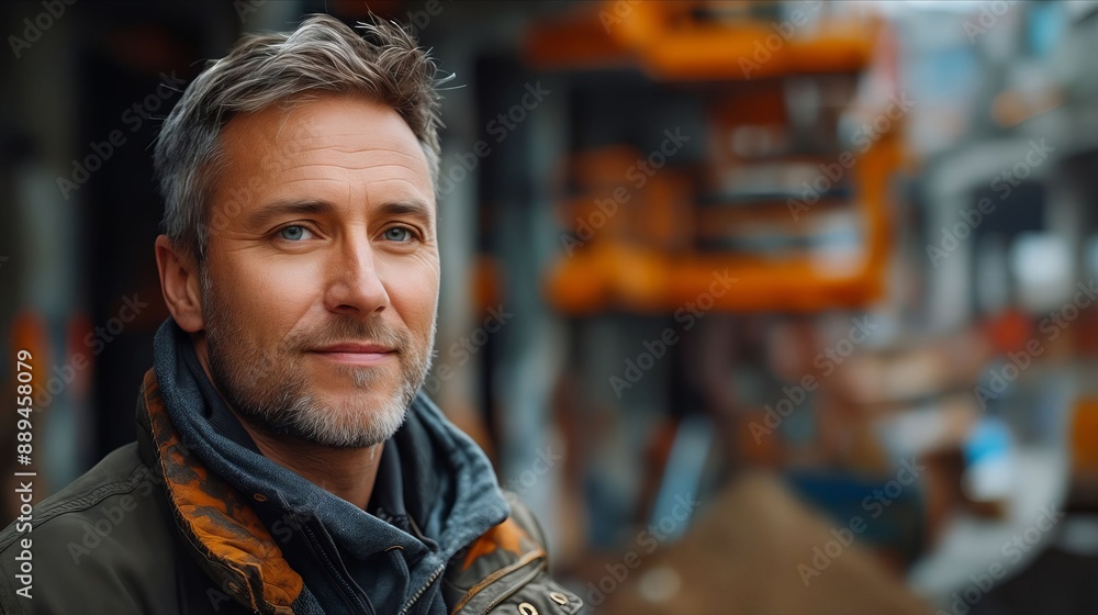 A man in a construction site looking at the camera. A man in a construction site looking at the camera.
