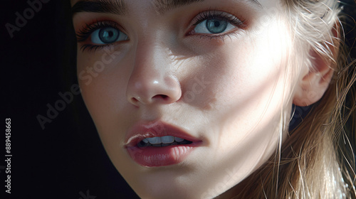 Wallpaper Mural Close-up of a young woman with blue eyes and natural makeup Torontodigital.ca