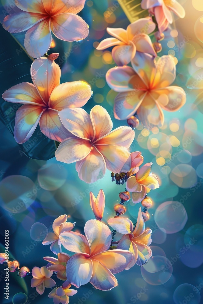 Fototapeta premium A colorful flower arrangement in the shape of a hula hoop. The flowers are in various colors and are arranged in a circular pattern. Scene is cheerful and vibrant