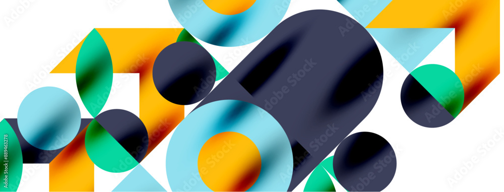 Metal color circles with shadows and other geometric elements composition for wallpaper, banner, background or landing Metal color circles with shadows and other geometric elements composition for wallpaper, banner, background or landing