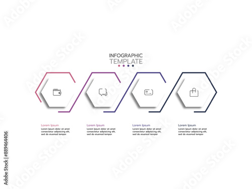 Infographic template. 4 Step timeline journey with marketing icons. Flat simple infographics design template. presentation graph. Business concept with 4 options.