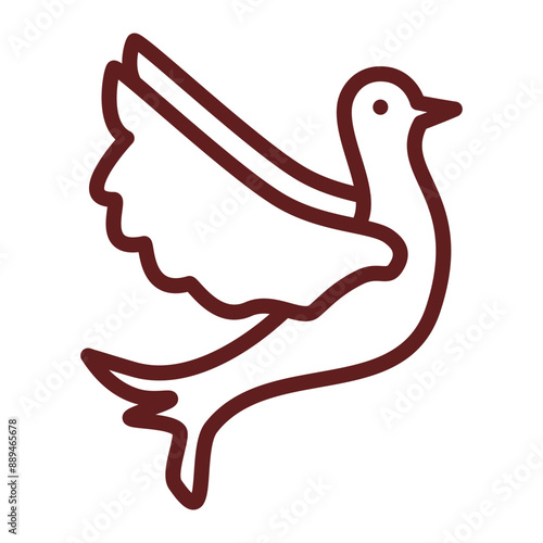 Pigeon Vector Line Maroon Icon Design