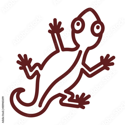 Lizard Vector Line Maroon Icon Design