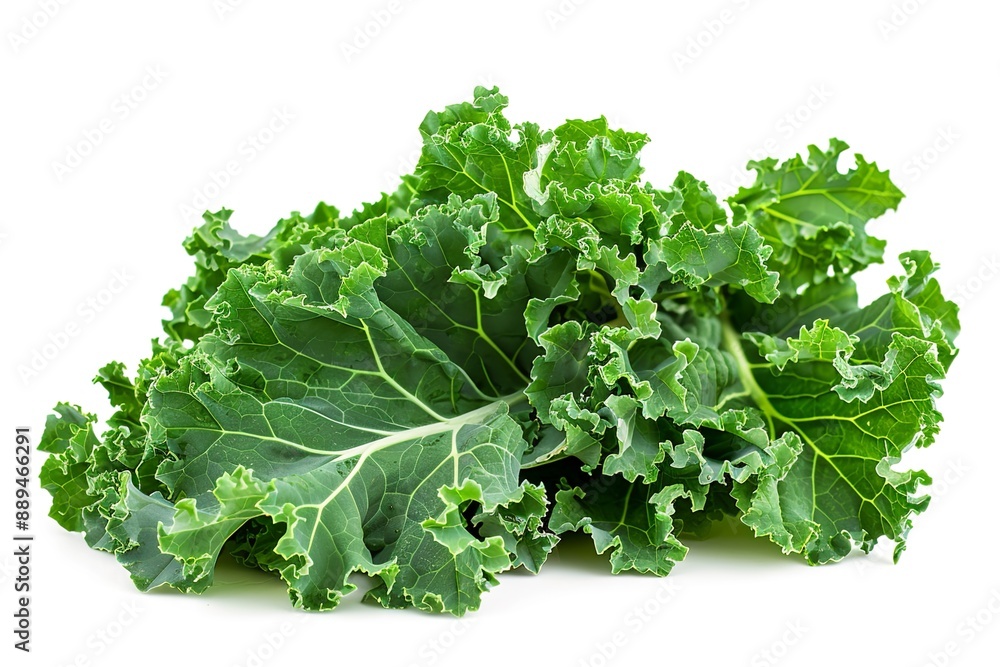 Fresh green kale leaves isolated on white background Fresh green kale leaves isolated on white background