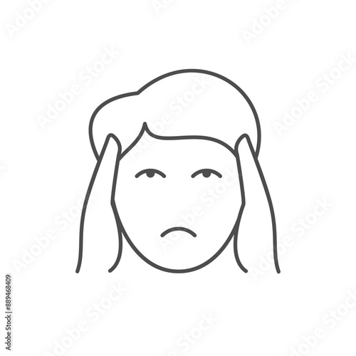 Man with headache line icon