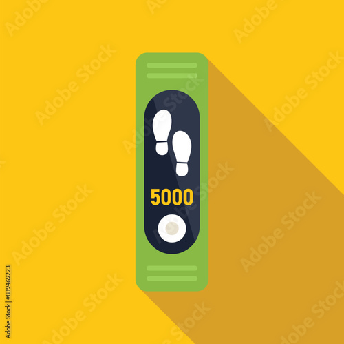 Fitness tracker showing steps walking distance app icon in flat style on a yellow background