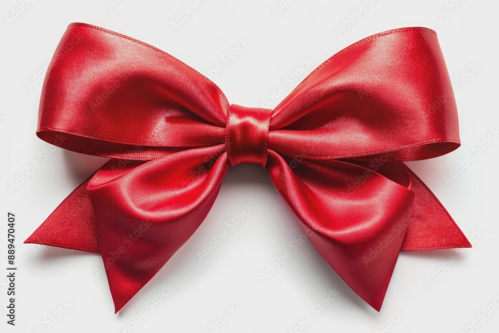 Vibrant red satin ribbon neatly tied in a gentle bow, isolated on a clean white background, perfect for festive gift wrapping or holiday decorations. Vibrant red satin ribbon neatly tied in a gentle bow, isolated on a clean white background, perfect for festive gift wrapping or holiday decorations.