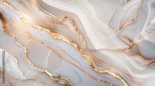 Ethereal Marble-Like Abstract Background with Golden Veins