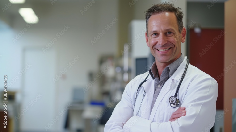 A smiling medical expert in a lab coat A smiling medical expert in a lab coat