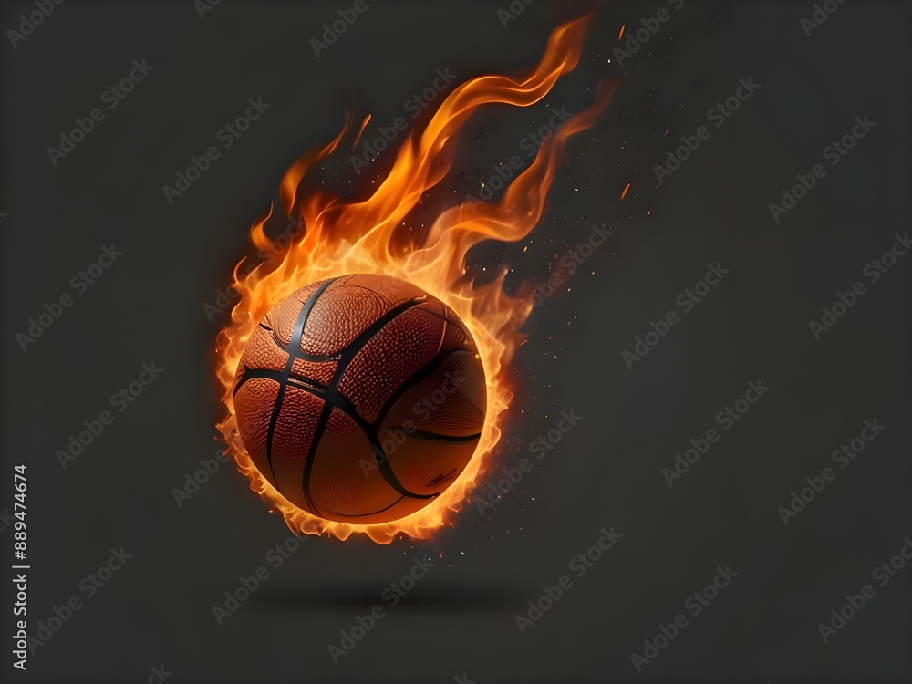 Fototapeta premium baseball with fire along with shadow