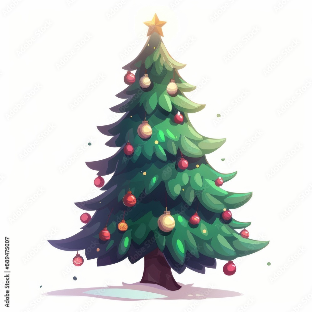 Christmas tree with decoration on white background. Merry Christmas and a happy new year. Christmas tree with decoration on white background. Merry Christmas and a happy new year.
