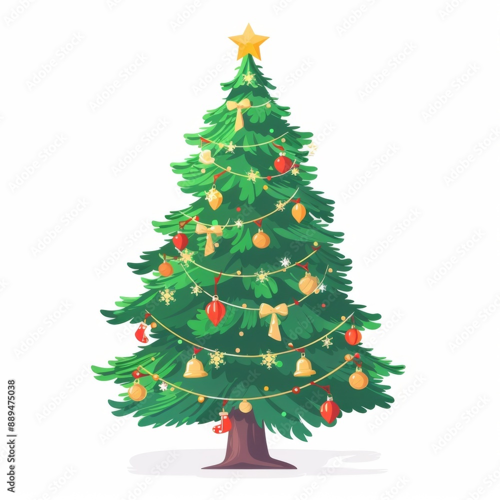 Christmas tree with decoration on white background. Merry Christmas and a happy new year. Christmas tree with decoration on white background. Merry Christmas and a happy new year.