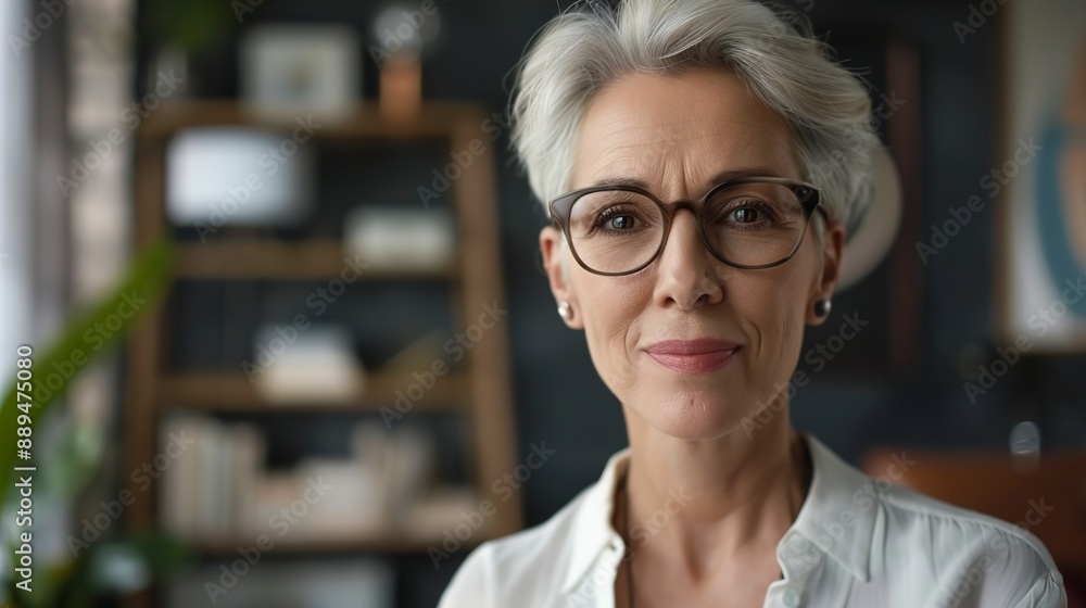 Mature businesswoman wearing glasses looking at camera Mature businesswoman wearing glasses looking at camera