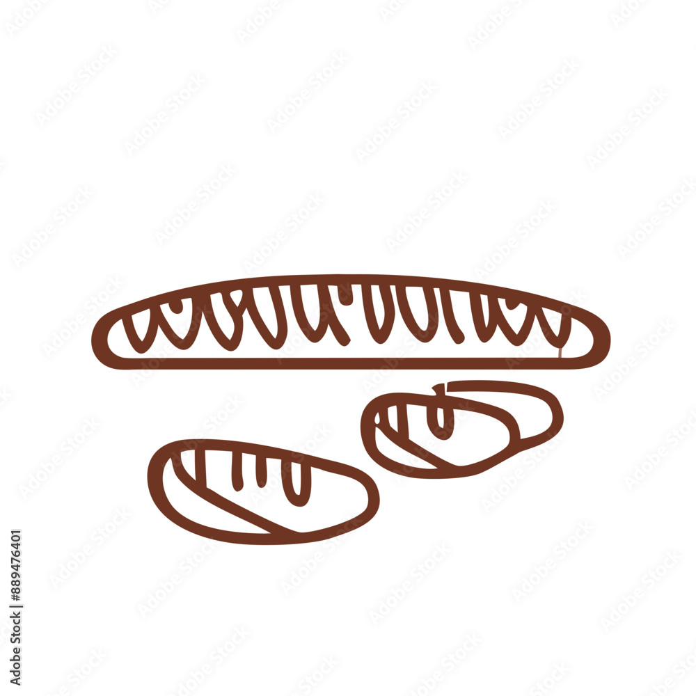 Icon on the theme of cooking food - baguette Icon on the theme of cooking food - baguette