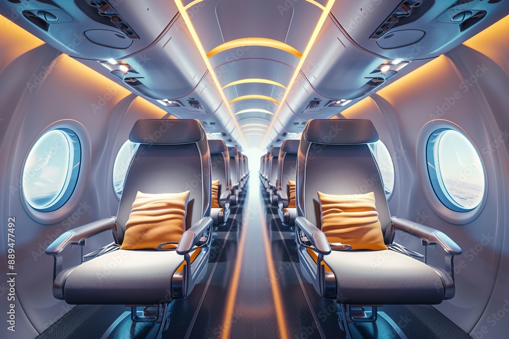 Obraz premium A Modern air vehicle interior with comfortable seats