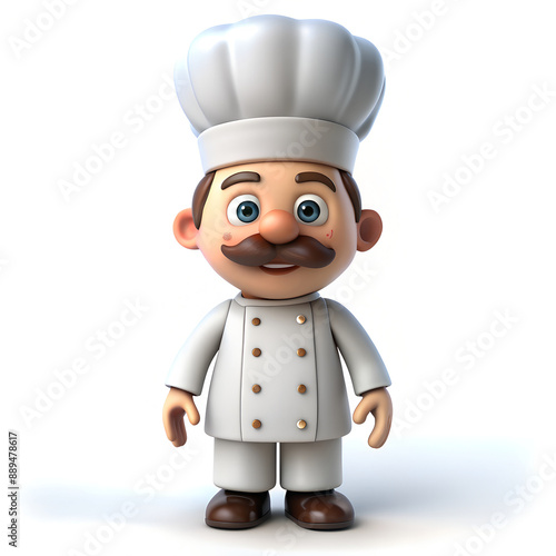 Wallpaper Mural A man by profession is a chef with a mustache and a cap in 3D style on a white background. Torontodigital.ca