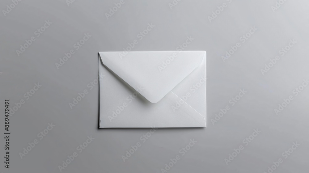 A closed white envelope sits on a gray surface A closed white envelope sits on a gray surface