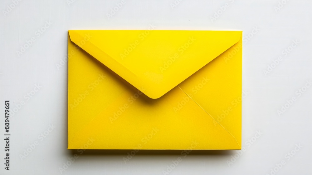 A yellow envelope is sealed and lying flat on a white surface A yellow envelope is sealed and lying flat on a white surface