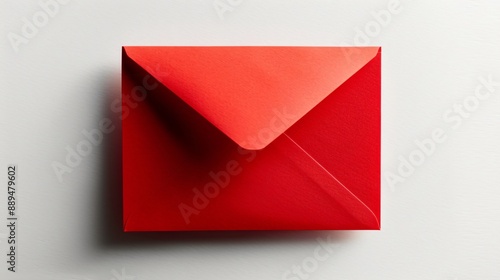 A red envelope, sealed and ready to be sent, sits on a plain white background