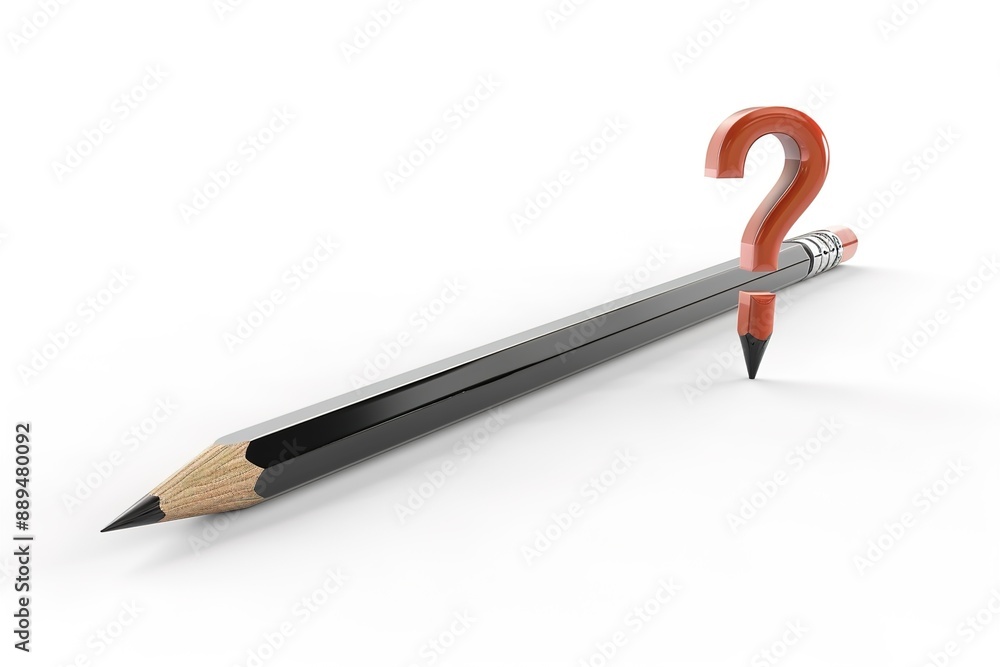 A Pencil as question symbol on white isolated background A Pencil as question symbol on white isolated background
