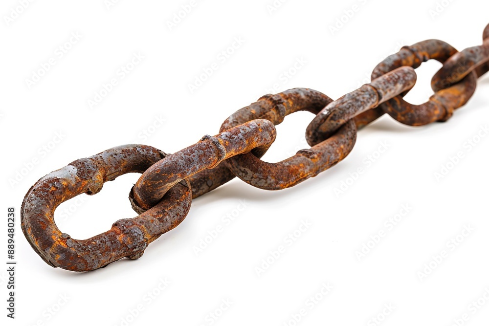 One rusty metal chain isolated One rusty metal chain isolated