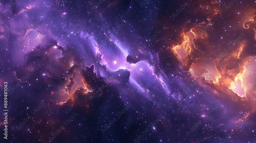 Obraz premium space background with purple nebula and stars