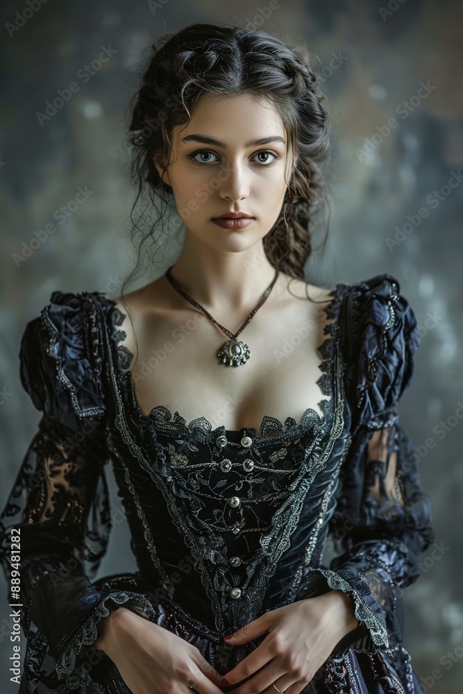 Portrait of a beautiful woman in medieval era dress Portrait of a beautiful woman in medieval era dress