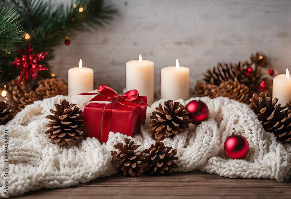 Christmas composition Christmas gift knitted blanket pine cones fir branches on wooden white background Flat lay top view copy space stock photoBackgrounds Christmas Vacations Holiday Event Christmas composition Christmas gift knitted blanket pine cones fir branches on wooden white background Flat lay top view copy space stock photoBackgrounds Christmas Vacations Holiday Event