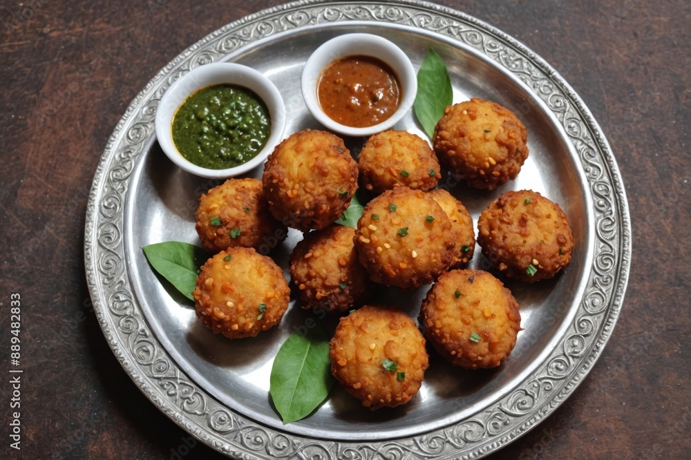 Sabudana vada wada pakora pakode fried snack fritters chutney tapioca pearls sago patties north Indian street food Mahashivratri Shivratri Navratri Ram Navami fasting food vegetarian Indian festival Sabudana vada wada pakora pakode fried snack fritters chutney tapioca pearls sago patties north Indian street food Mahashivratri Shivratri Navratri Ram Navami fasting food vegetarian Indian festival