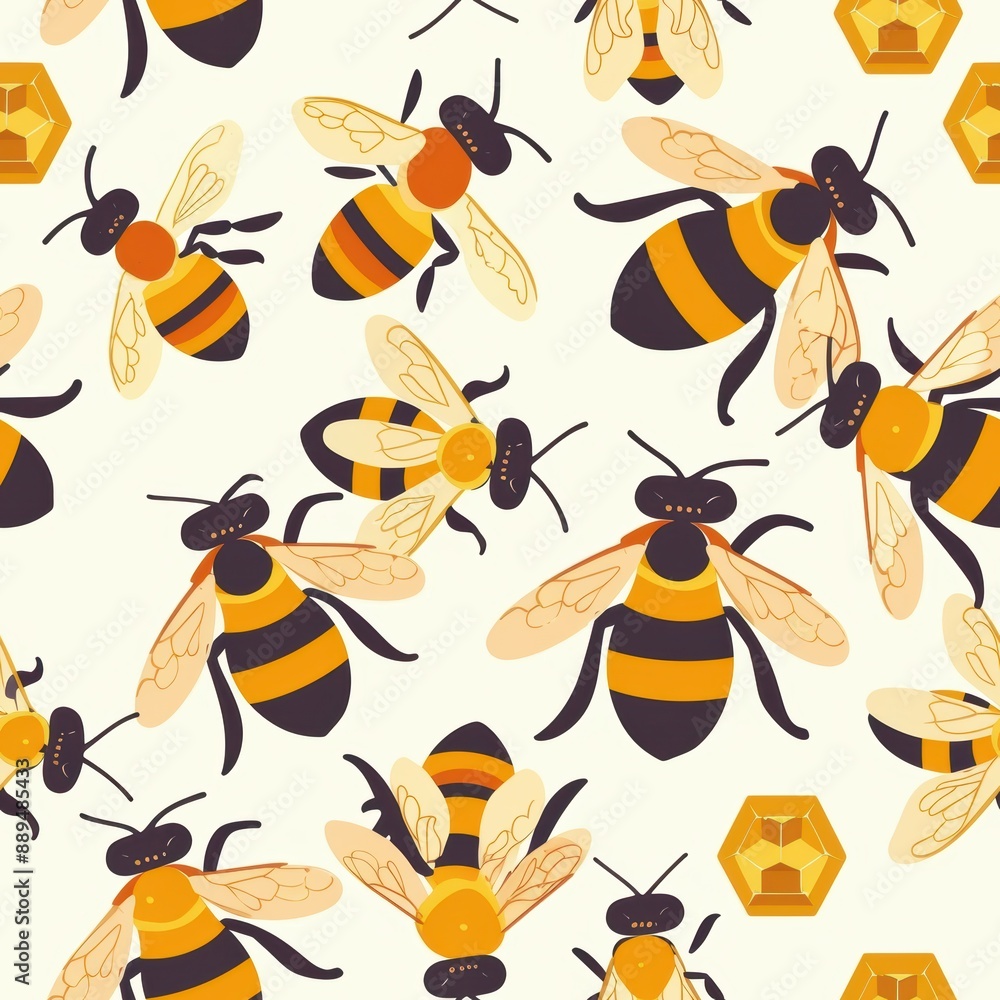 Buzzing Life: Cheerful Bees and Honeycombs in a Vibrant Hive Buzzing Life: Cheerful Bees and Honeycombs in a Vibrant Hive