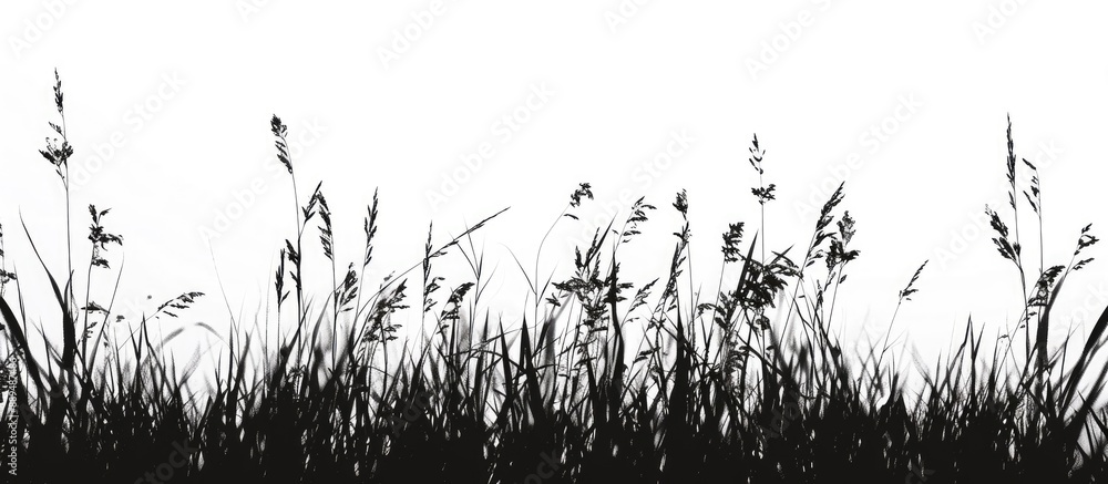 Grass silhouette borders on a white background showcase a copy space image. Grass silhouette borders on a white background showcase a copy space image.