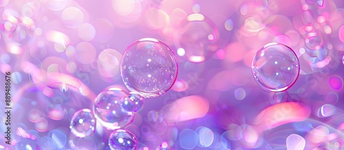 Vibrant duo tone soap bubble background in pink and purple colors, a modern simple design with a concept of popping bubbles, suitable as a stock photo with copy space image.