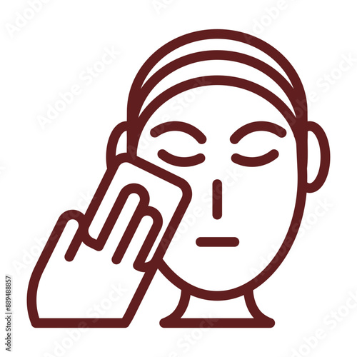 Makeup Removal Methods Vector Line Maroon Icon Design