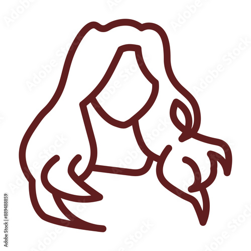 Hairstyling Ideas Vector Line Maroon Icon Design