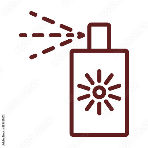 Sunless Tanning Vector Line Maroon Icon Design