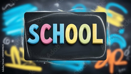 School - chalkboard sign on blackboard background. photo