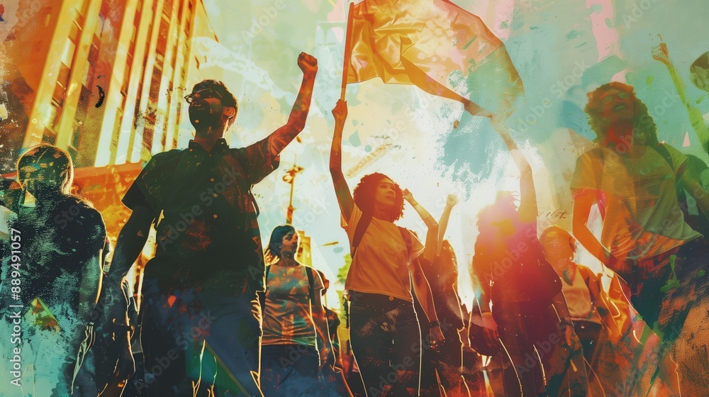 Fototapeta premium Climate change concept. Vibrant Climate Change Demonstration