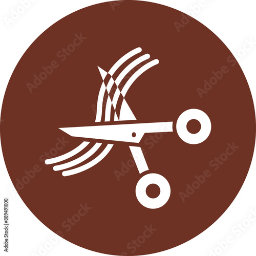 Hair Cuting Glyph Brown Circle Icon