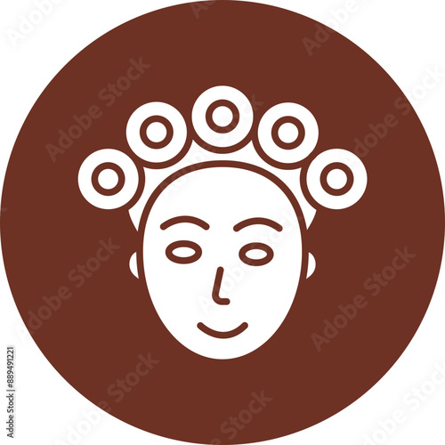 Hair Curler Glyph Brown Circle Icon