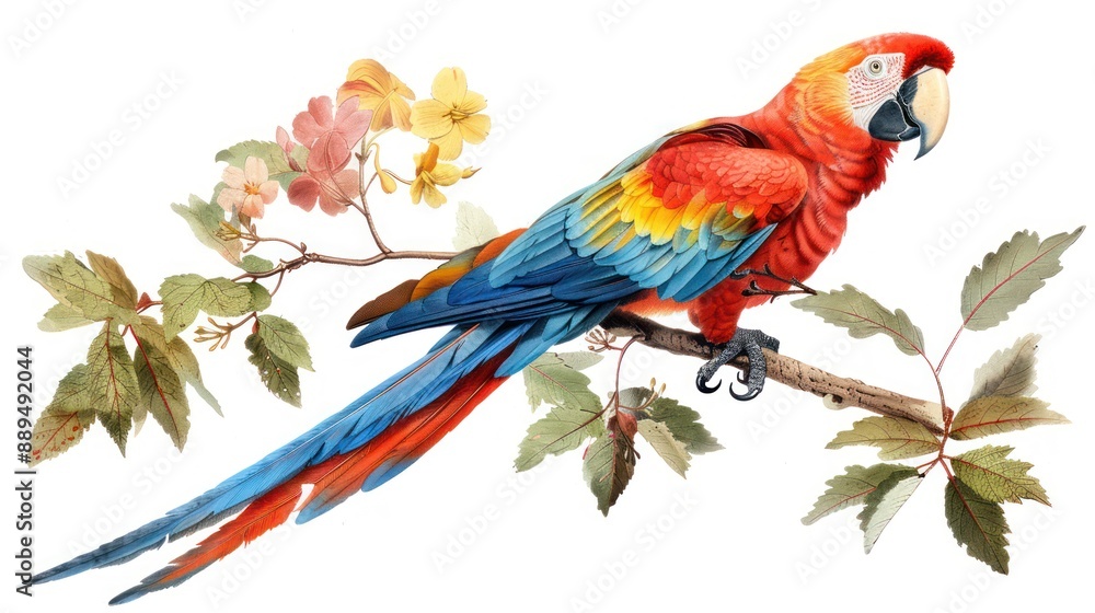 Obraz premium macaw parrot white background